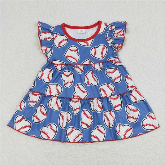 GT0483 Love baseball blue flying sleeve top