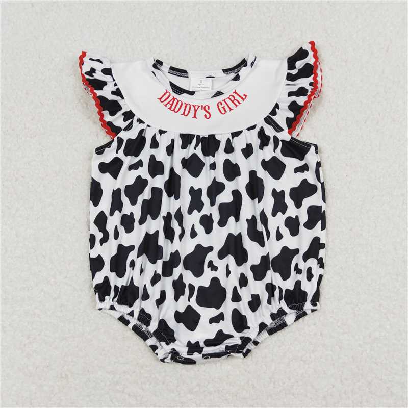 SR1146 daddy's girl letter cow pattern tank top jumpsuit