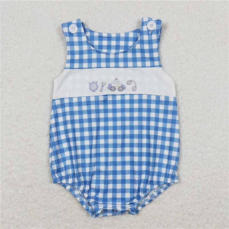 SR1172 police flashlight blue and white plaid vest jumpsuit