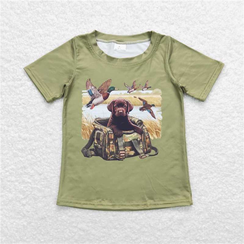 BT0637 Duck Camouflage Bag Puppy Green Short Sleeve Top