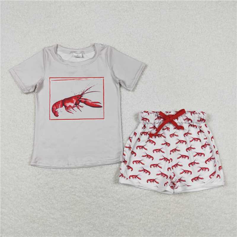 BSSO0745 Crayfish gray short sleeve white shorts suit