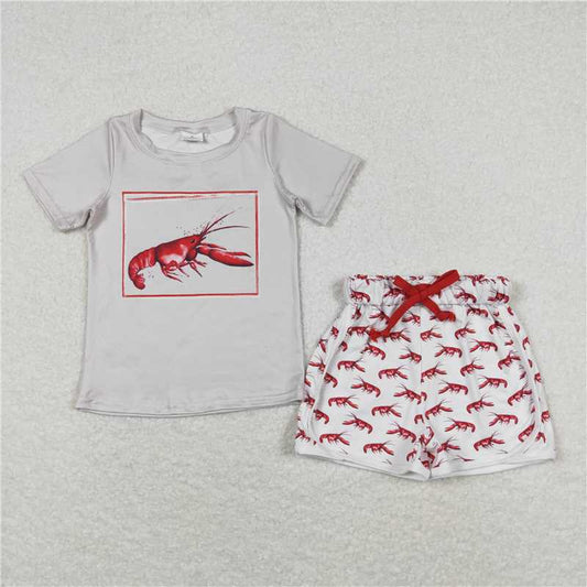 BSSO0745 Crayfish gray short sleeve white shorts suit