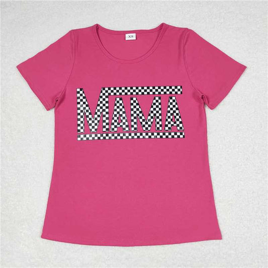 4.9 GT0574 Adult female offset mama rose red short-sleeved top