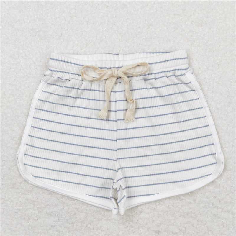 SS0334 Blue pinstripe white shorts