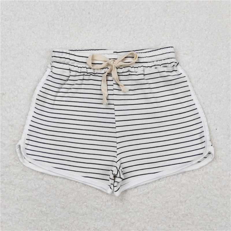 SS0340 Black pinstripe white shorts