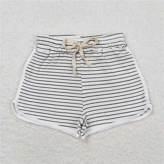 SS0340 Black pinstripe white shorts