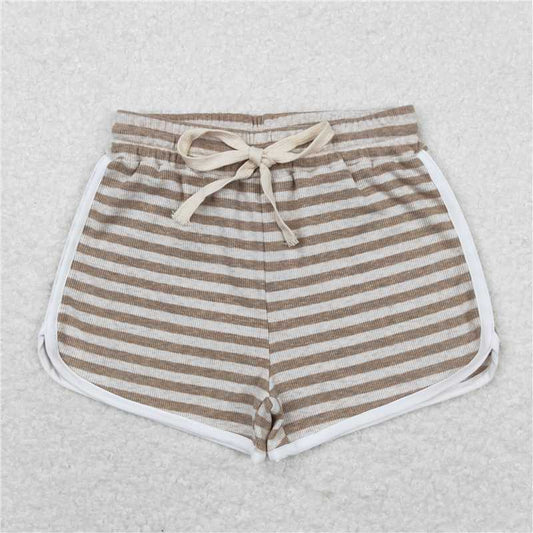 SS0346 Brown thick striped shorts