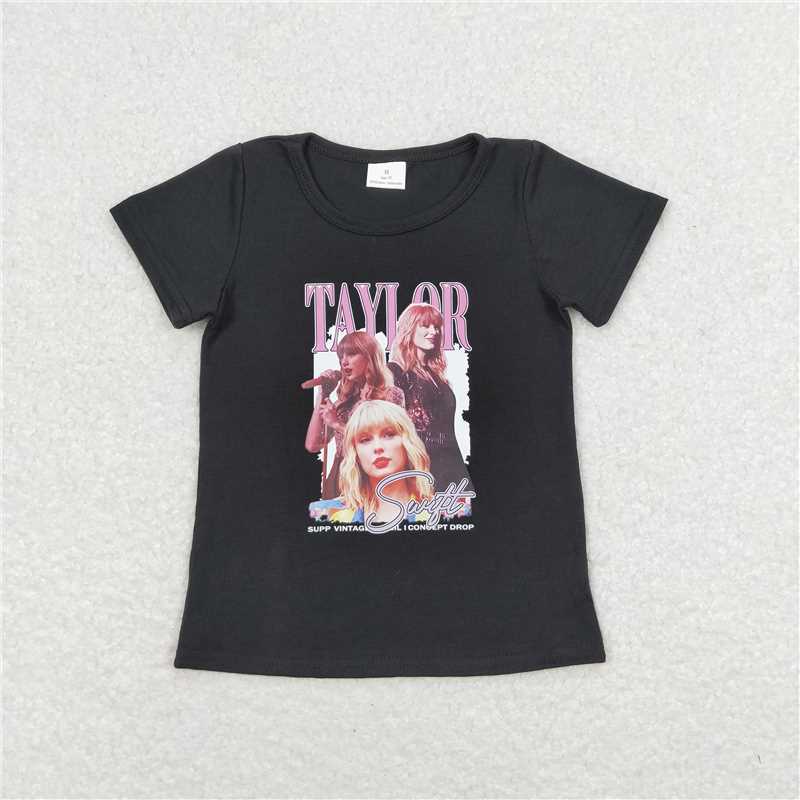 GT0572 taylor letter black short sleeve top