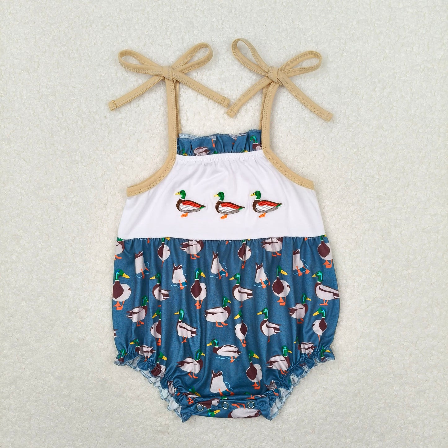 SR1133 Embroidered Duck Blue Camisole Bodysuit