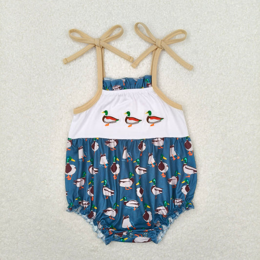 SR1133 Embroidered Duck Blue Camisole Bodysuit