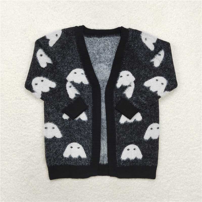 GT0649 Halloween ghost black long-sleeved sweater cardigan