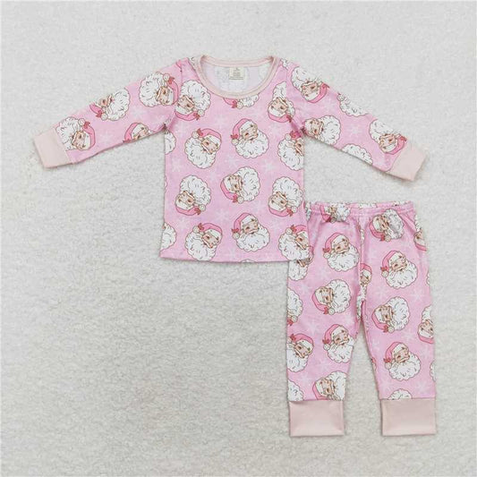 GLP1528 Modal Santa Claus snowflake pink long-sleeved trousers pajamas set