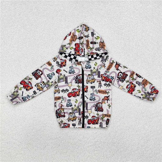 BT0889 cars cartoon car hooded zipper long-sleeved top