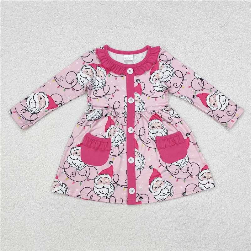 GLD0563 Lamp Santa Claus lace pocket pink long-sleeved dress