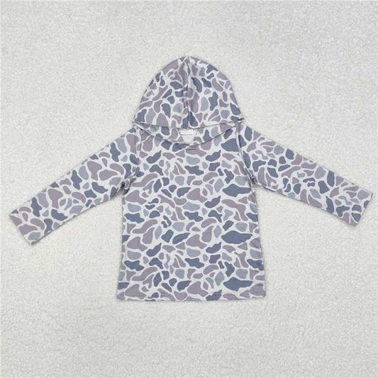 BT0922 Camouflage grey-blue hooded long-sleeved top