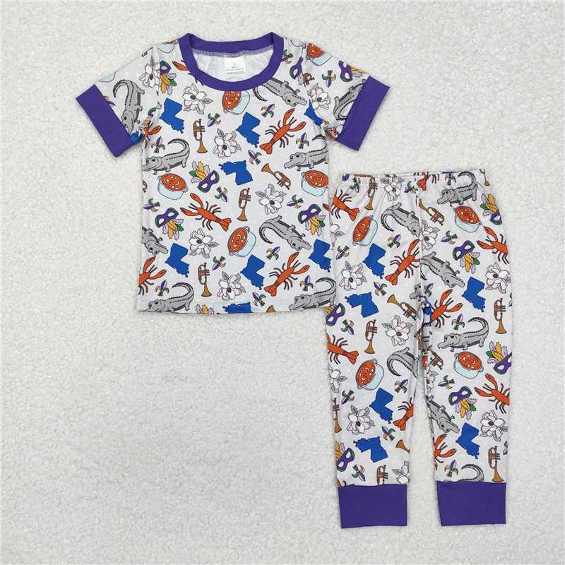 GSPO1758 Carnival crocodile mask short-sleeved long pants pajama set