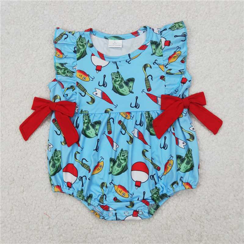 4.1 SR2708 Fishing float red bow blue vest jumpsuit