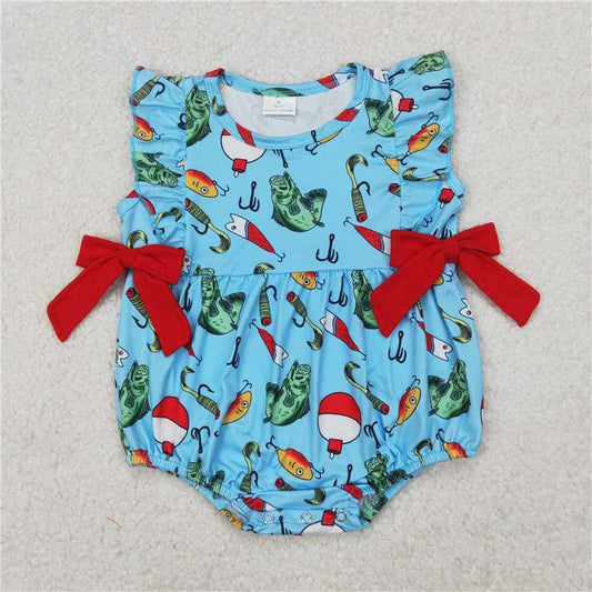 4.1 SR2708 Fishing float red bow blue vest jumpsuit