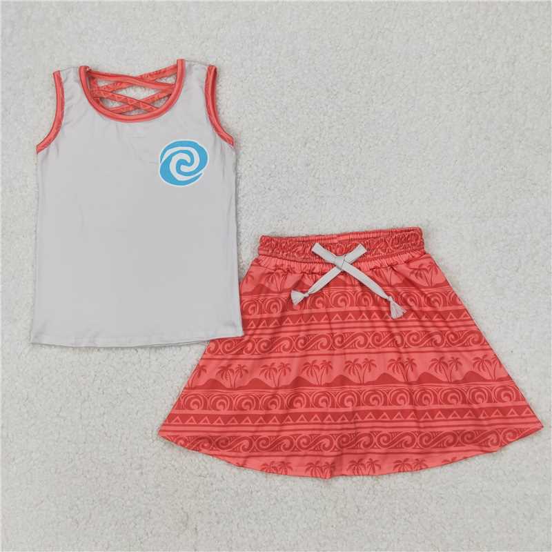 4.1 GSD2073 moana cartoon princess solid gray vest pattern skirt suit