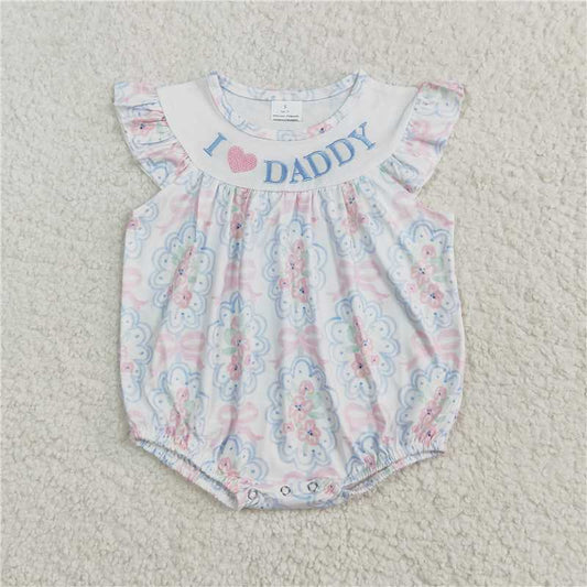 4.1  SR2946 Embroidered i love daddy flower pink bow pattern vest jumpsuit