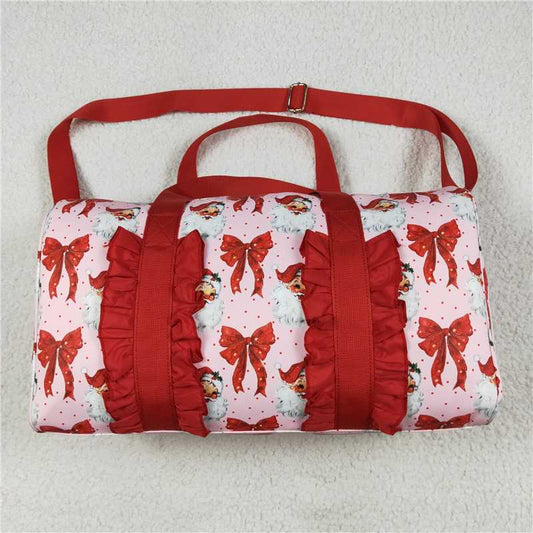 7.8  BA0306 Santa Claus red bow pattern lace gym bag