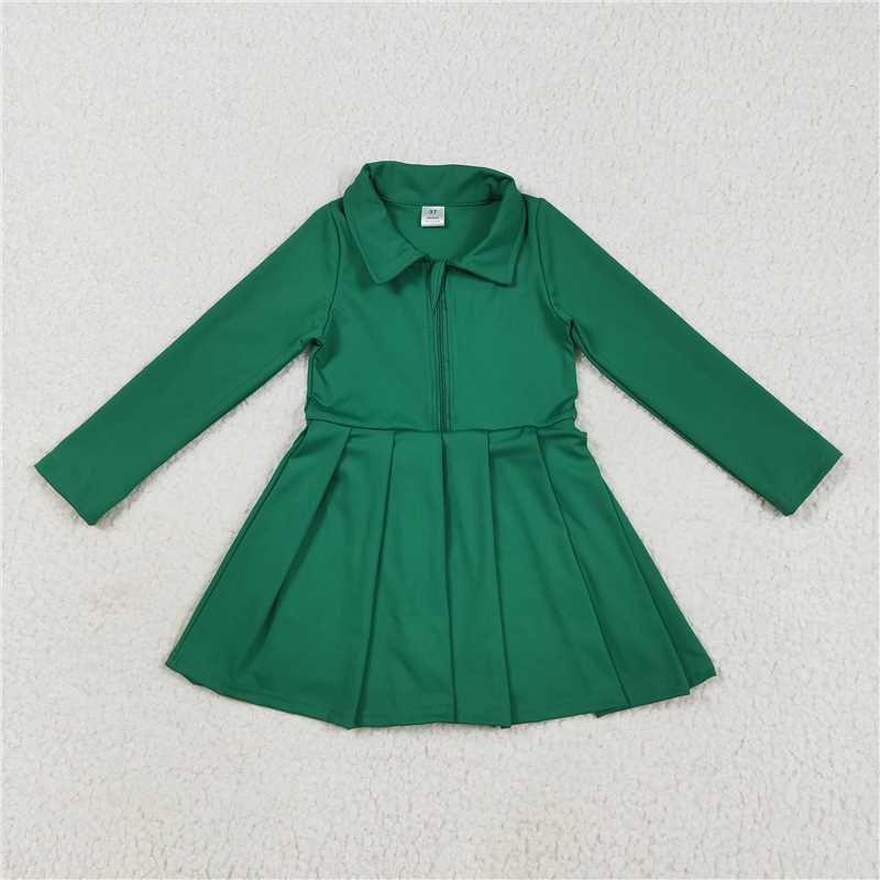 7.24  GLD1148 Pure green zipper long sleeve yoga dress