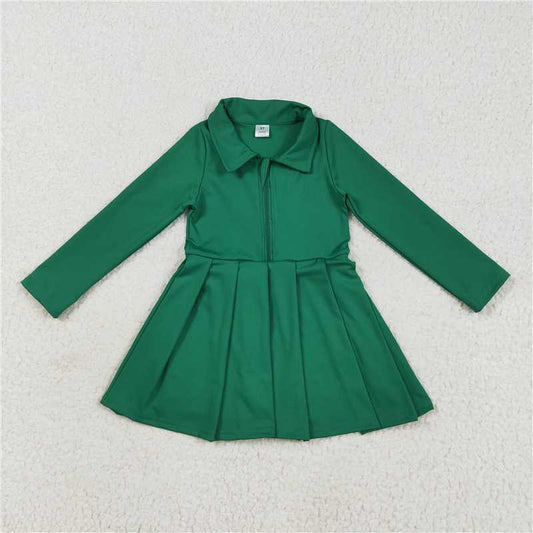 7.24  GLD1148 Pure green zipper long sleeve yoga dress