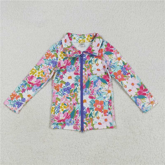 7.24  GT1061 Colorful floral yoga zipper long-sleeved top