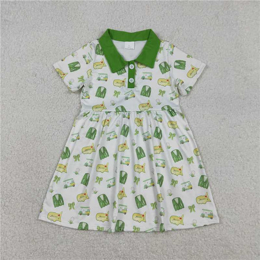 X1.7 GSD3141 White Short-Sleeved Dress with Button Collar, Golf Course, Sightseeing Car