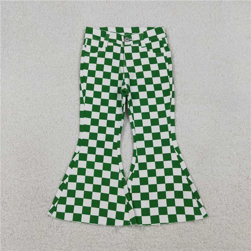 X1.19  P0841 Green and white plaid denim trousers