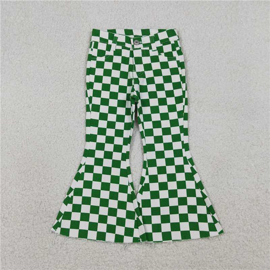 X1.19  P0841 Green and white plaid denim trousers
