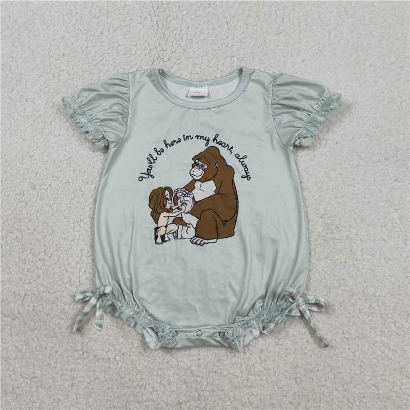 SR3833 Easter Bunny Blue Bow White Vest Jumpsuit