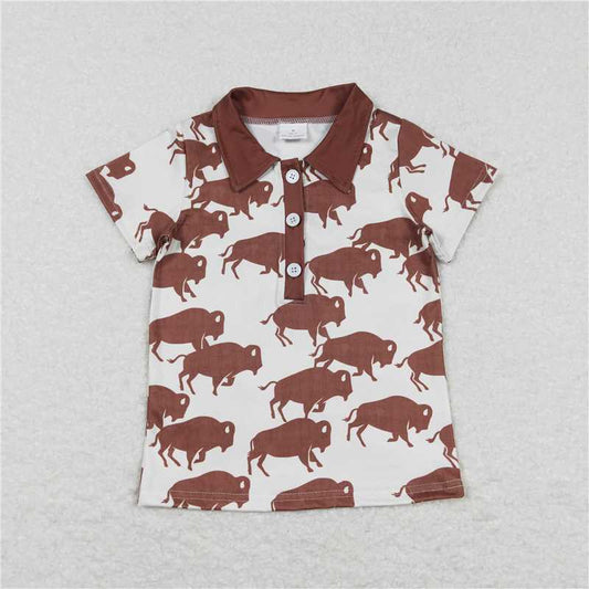 BT0175 Boys Brown Cow Short Sleeve Top