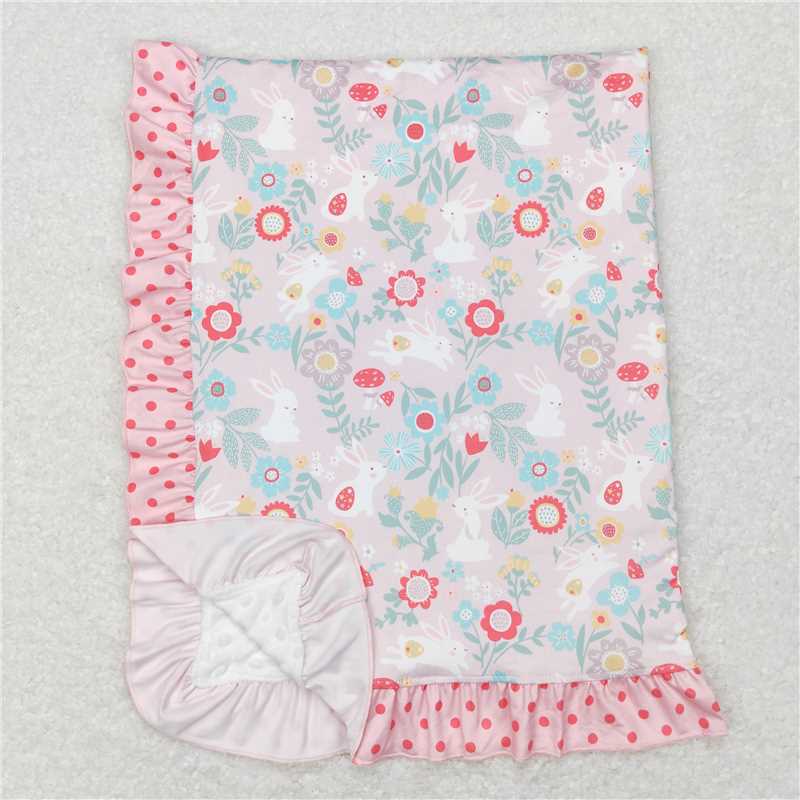 BL0082 Flower Bunny Pink Baby Blanket