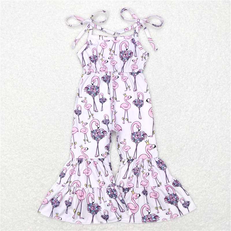 SR0505 Flamingo pink and purple suspender jumpsuit