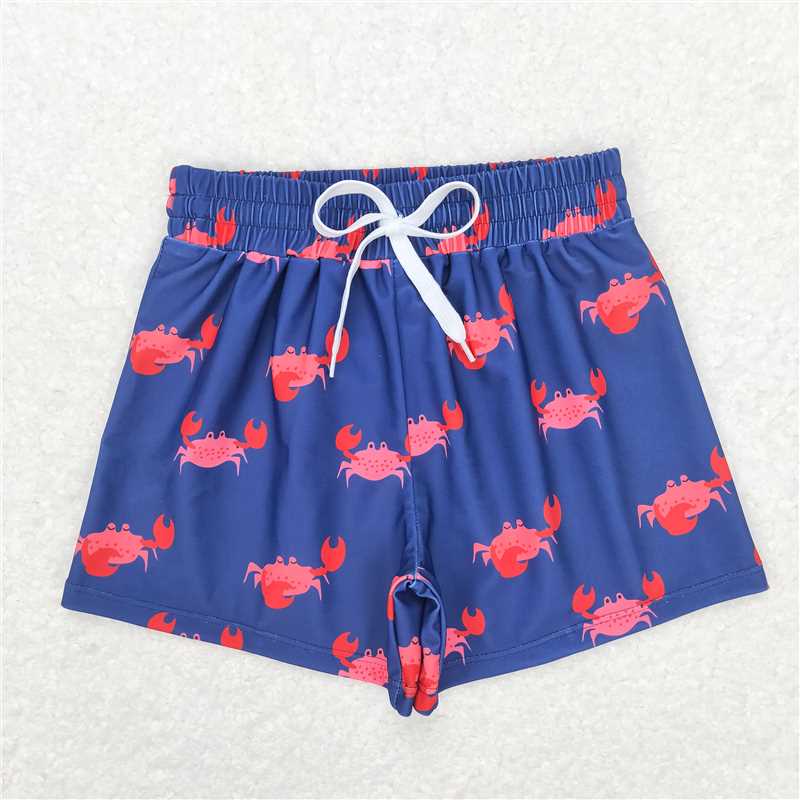 S0170 Red crab navy blue swimming trunks