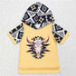 BT0458 Alpine cow head geometric yellow hooded short-sleeved top