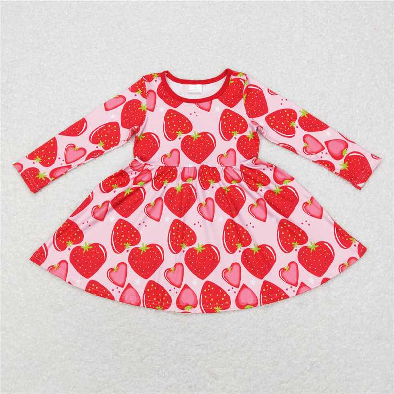 GLD0469 Strawberry Heart Pink Long-Sleeved Dress