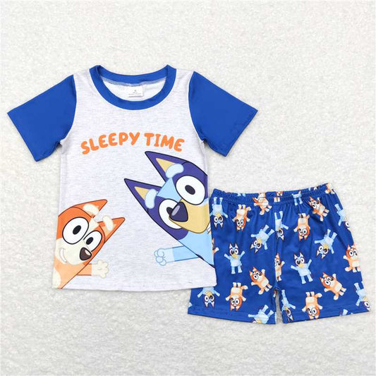 BSSO0421 sleepy time bluey navy blue short-sleeved shorts suit