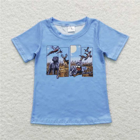 BT0509 Puppy Duck Elk Blue Short Sleeve Top