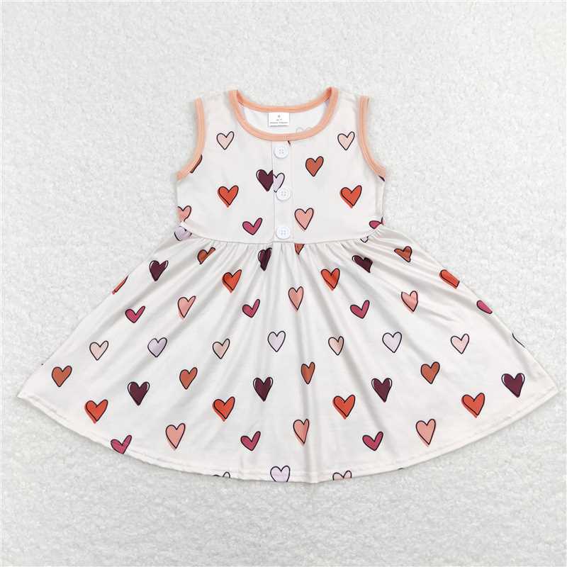 GSD0617 Heart Orange Beige Sleeveless Dress