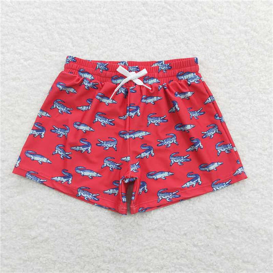 S0175 Crocodile red swimming trunks