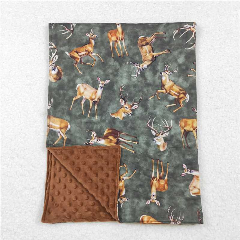 BL0168 Elk brown green baby blanket