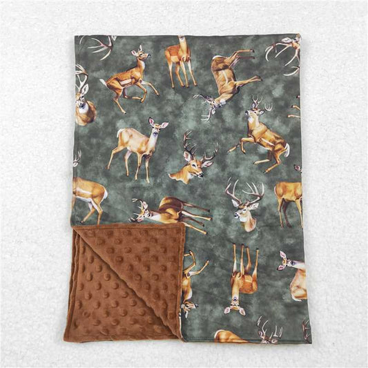 6.11 BL0168 Elk Brown Green Baby Blanket