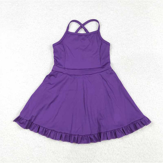 S0454 Pure purple sportswear skirt swimsuit