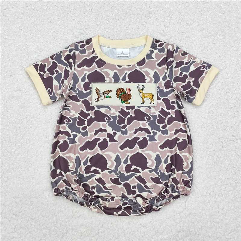 SR1902 Embroidered duck turkey deer camouflage short-sleeved vest jumpsuit