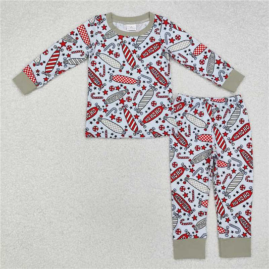 BLP0675 Christmas falala skateboard star cane long-sleeved trousers pajamas set