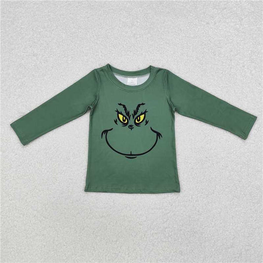 BT0725 Grinch smiley green long-sleeved top