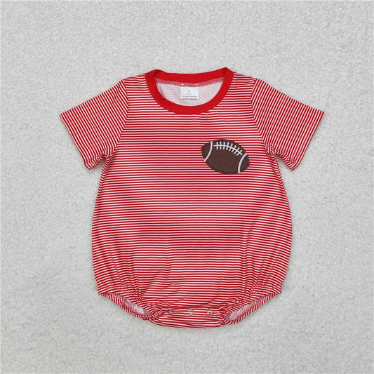 SR1956 Embroidered rugby red striped short-sleeved jumpsuit