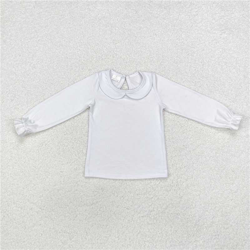 GT0710 Pure white long-sleeved top with doll collar